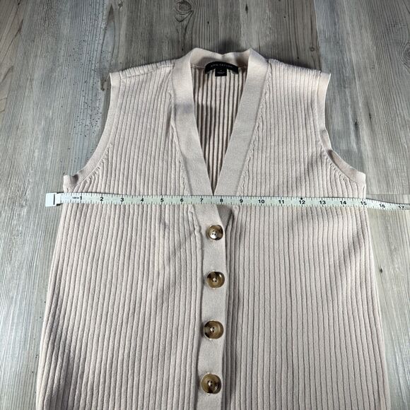 Ann Taylor Ribbed Ivory Vest Pretty Clean Girl Aesthetic Cardigan Size Medium - Picture 4 of 7